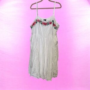 Torrid White Dress with Pockets And Pink Floral Accents